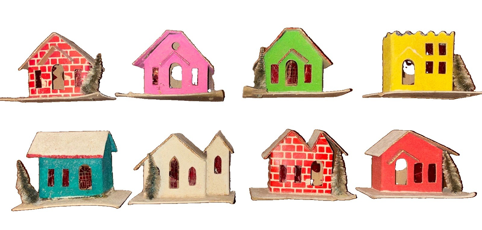 Vintage Christmas Village Paper Cardboard Putz House Japan Multi Style 1930's Vintage Christmas Village Paper Cardboard Putz House Japan Multi Style 1930's