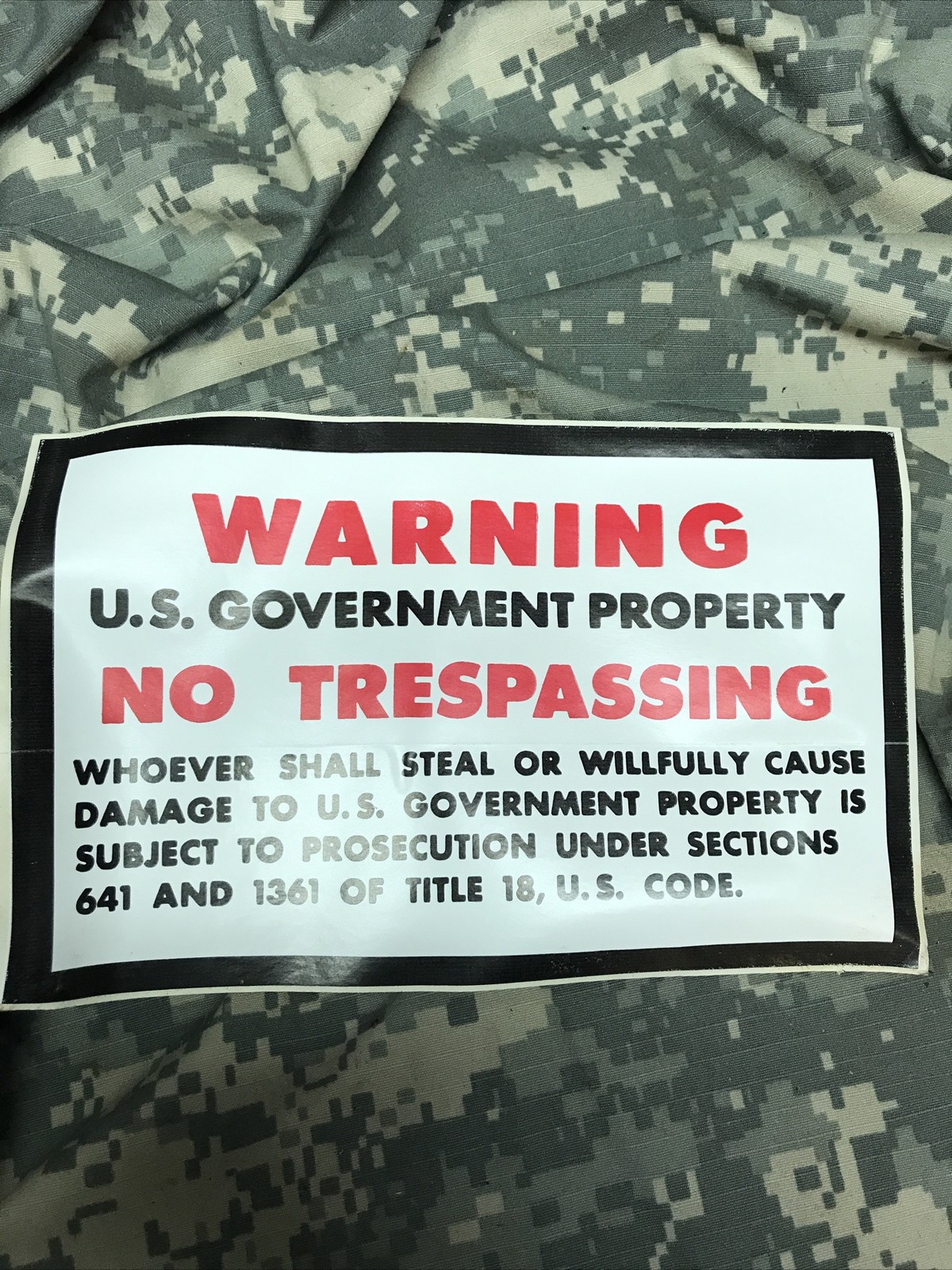 Military US Government No Trespassing Sticker Military US Government No Trespassing Sticker
