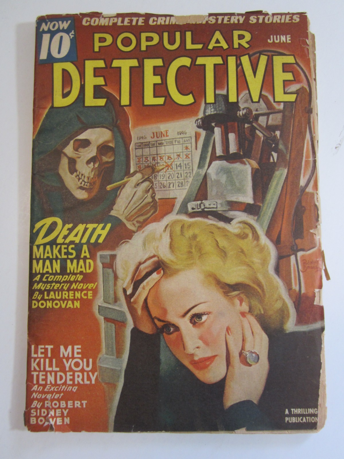 Popular Detective #91, June 1946 GD/VG (Standard) Belarski Hooded Death Cover Popular Detective #91, June 1946 GD/VG (Standard) Belarski Hooded Death Cover