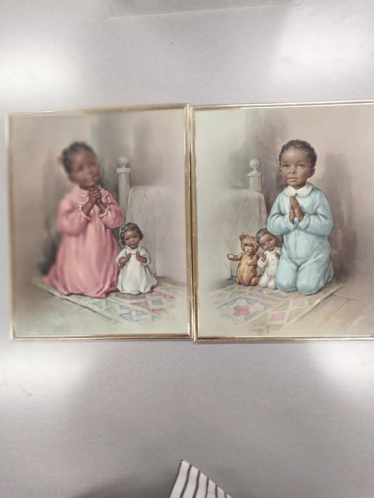 Vintage Girl Boy Saying Their Prayers Picture 8 x 10 in