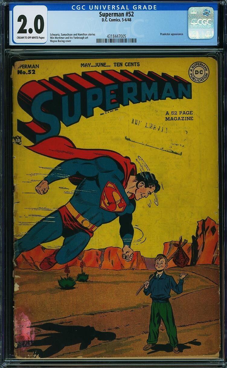 1948 D.C. Comics Superman 52 CGC 2.0. 1948 D.C. Comics Superman 52 CGC 2.0.