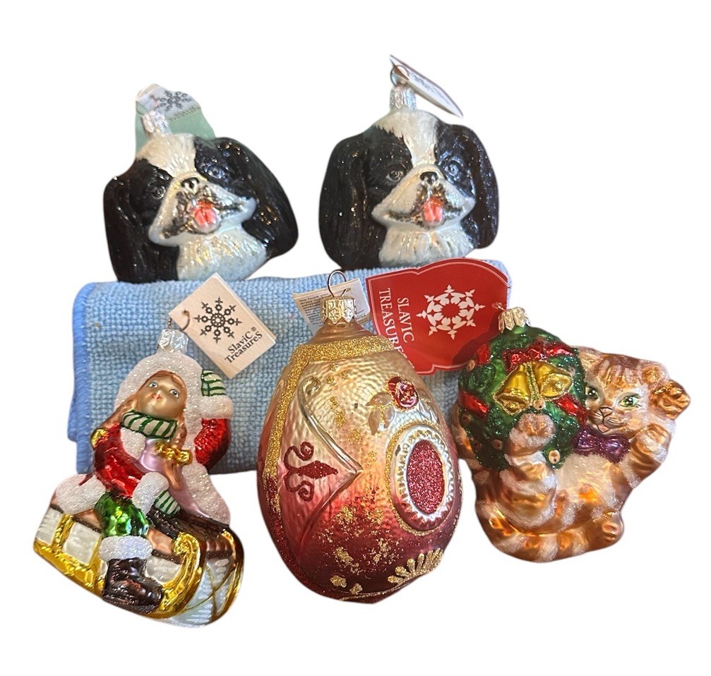 Vintage Lot Of 5 Slavic Treasures Mouth Blown Glass Christmas Ornaments Vintage Lot Of 5 Slavic Treasures Mouth Blown Glass Christmas Ornaments