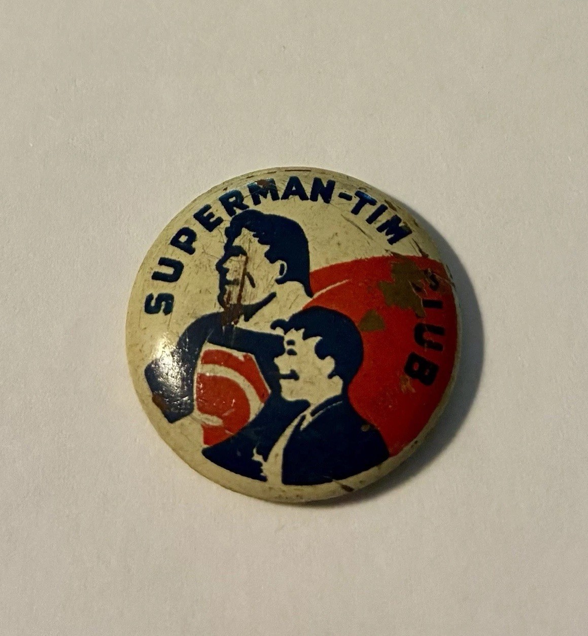 1940's SUPERMAN-TIM CLUB Member in Good Standing Tin Litho Pinback Mini Button 1940's SUPERMAN-TIM CLUB Member in Good Standing Tin Litho Pinback Mini Button