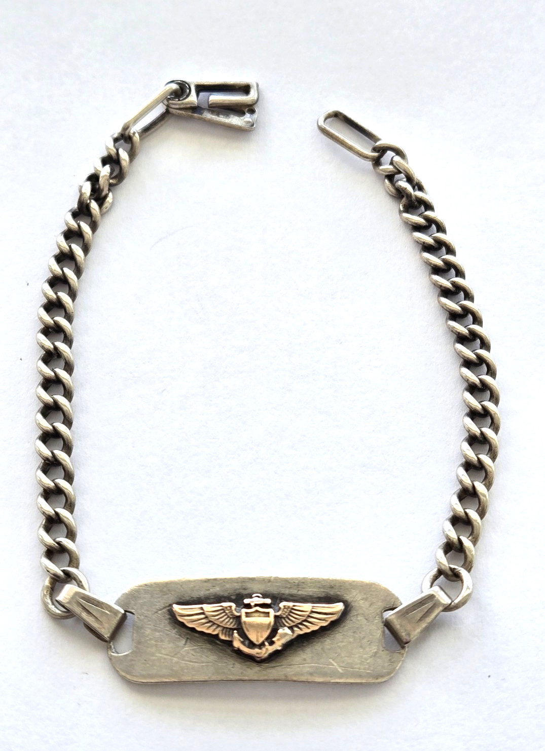 WW2,Vintage LGB Sterling Silver Gold Filled Naval Aviator Sweetheart Bracelet