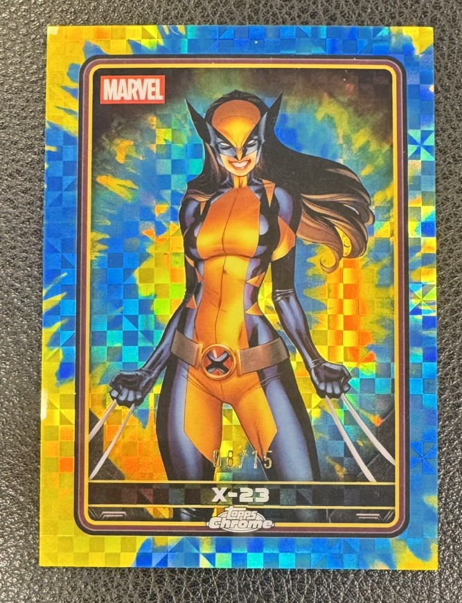 X-23 Blue and Yellow Gold X-Fractor Refractor /15 Topps Chrome Marvel Deadpool X-23 Blue and Yellow Gold X-Fractor Refractor /15 Topps Chrome Marvel Deadpool