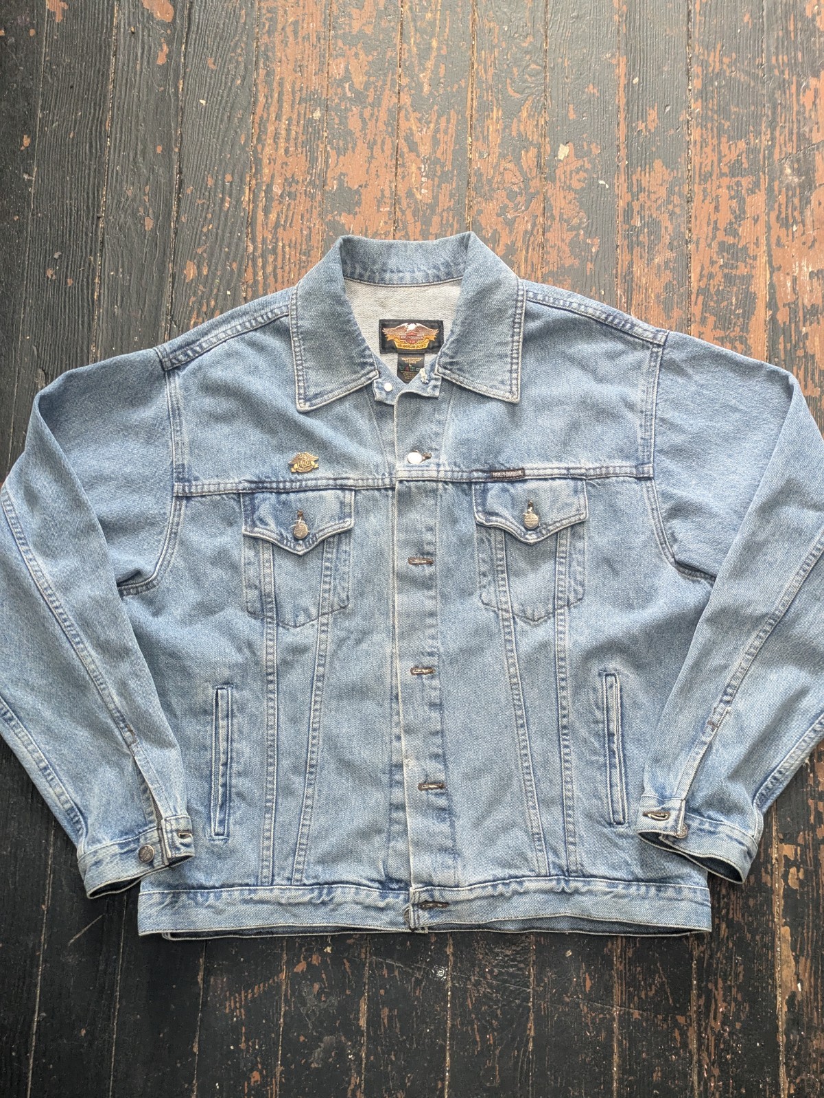 Harley-Davidson Men's Blue Denim Jacket Size L Vintage Made in Canada Harley-Davidson Men's Blue Denim Jacket Size L Vintage Made in Canada