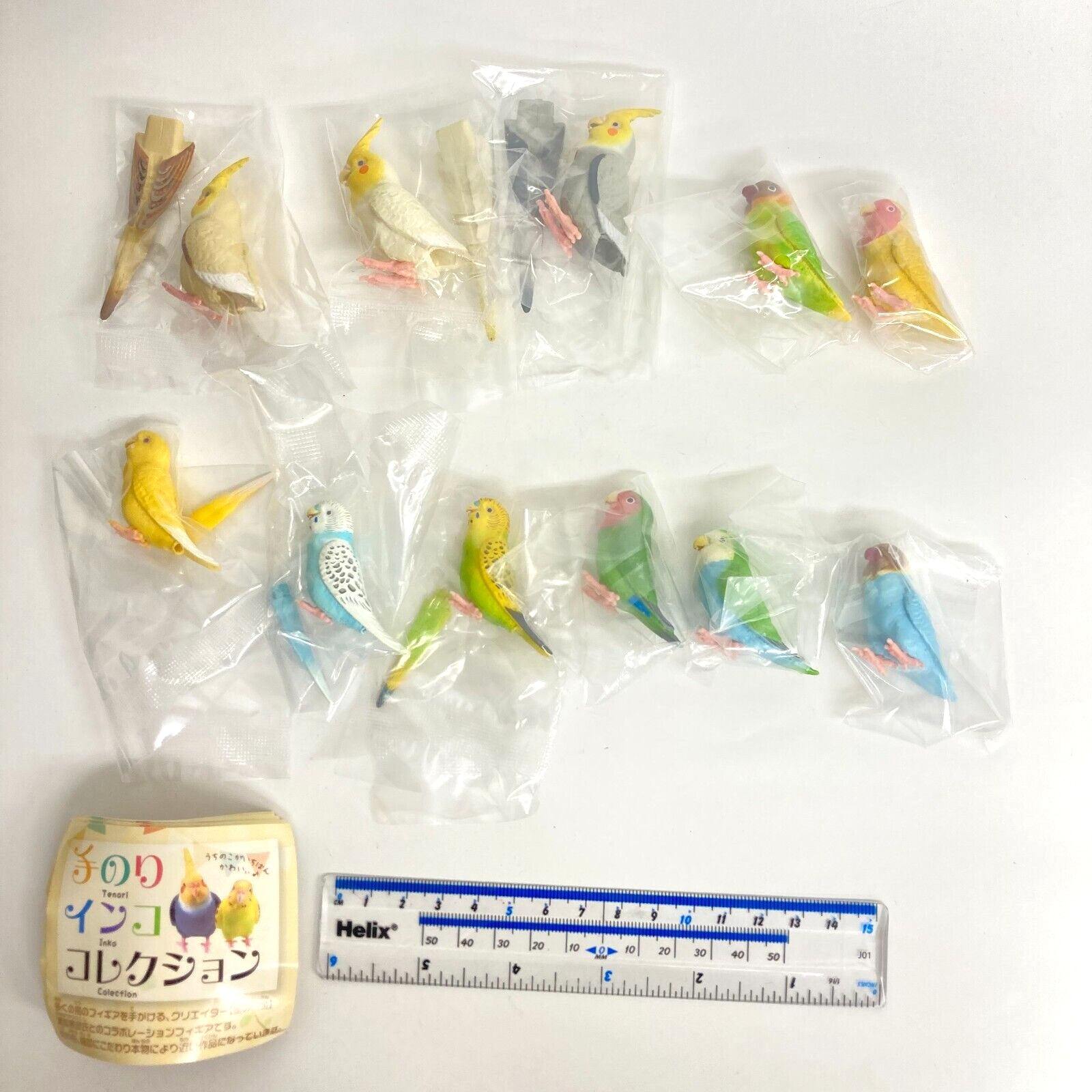 Tenori Inko Collection Bird Mini Figure Budgerigar  Cockatiel Lovebird Set of 11