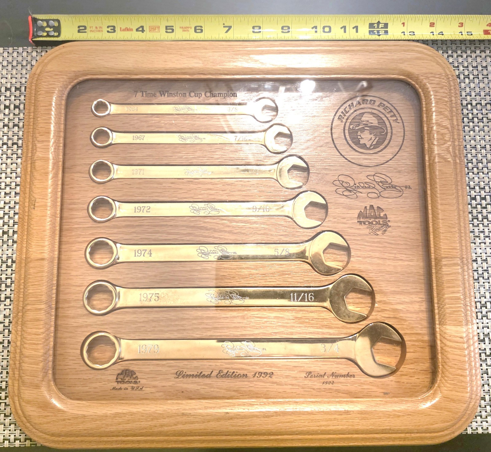 MAC TOOLS 7-PC RICHARD PETTY 1992 WINSTON CUP 7-TIME WINNER GOLD WRENCH SET  USA