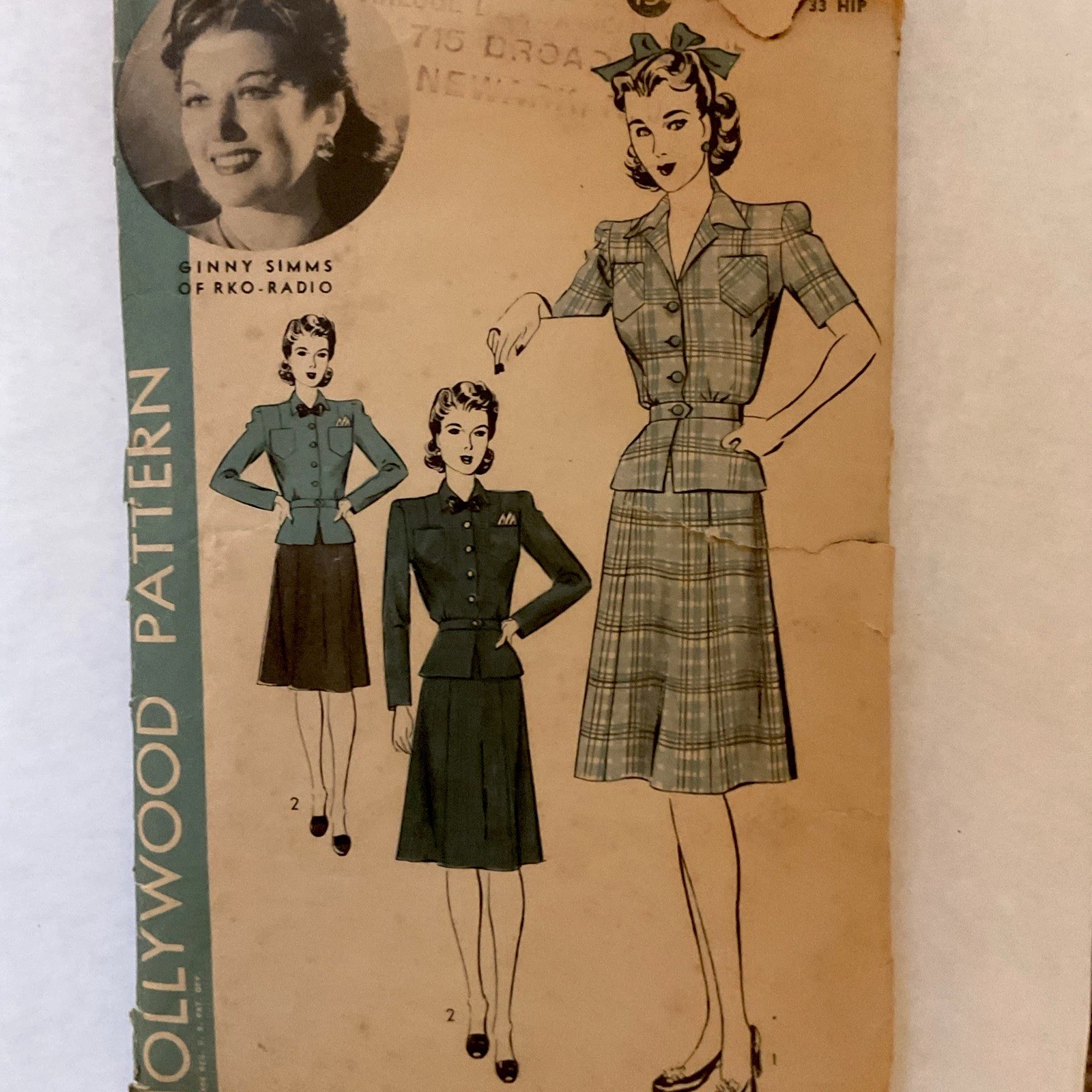 Vintage 1943 Ginny Simms Wartime Fashion Hollywood Pattern