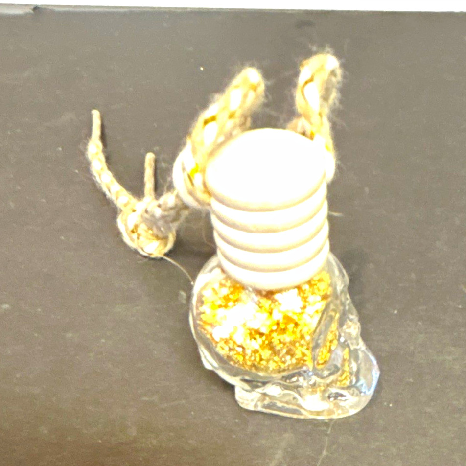 Hanging Glass Skull Ornament Bottle Filled w/ 24k gold