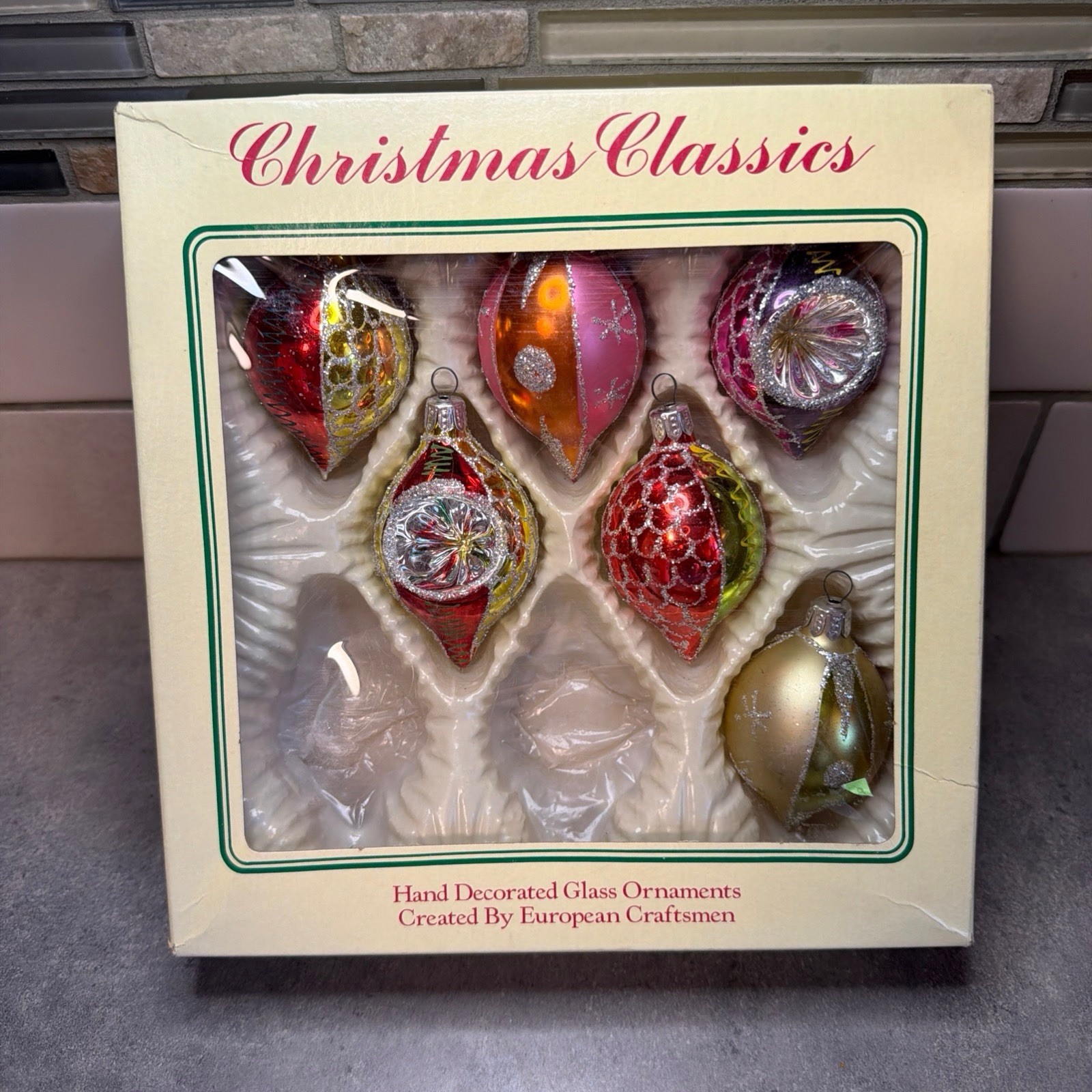 Vintage Christmas Classics Ornaments Indent Mica Hand Decorated European Crafts Vintage Christmas Classics Ornaments Indent Mica Hand Decorated European Crafts