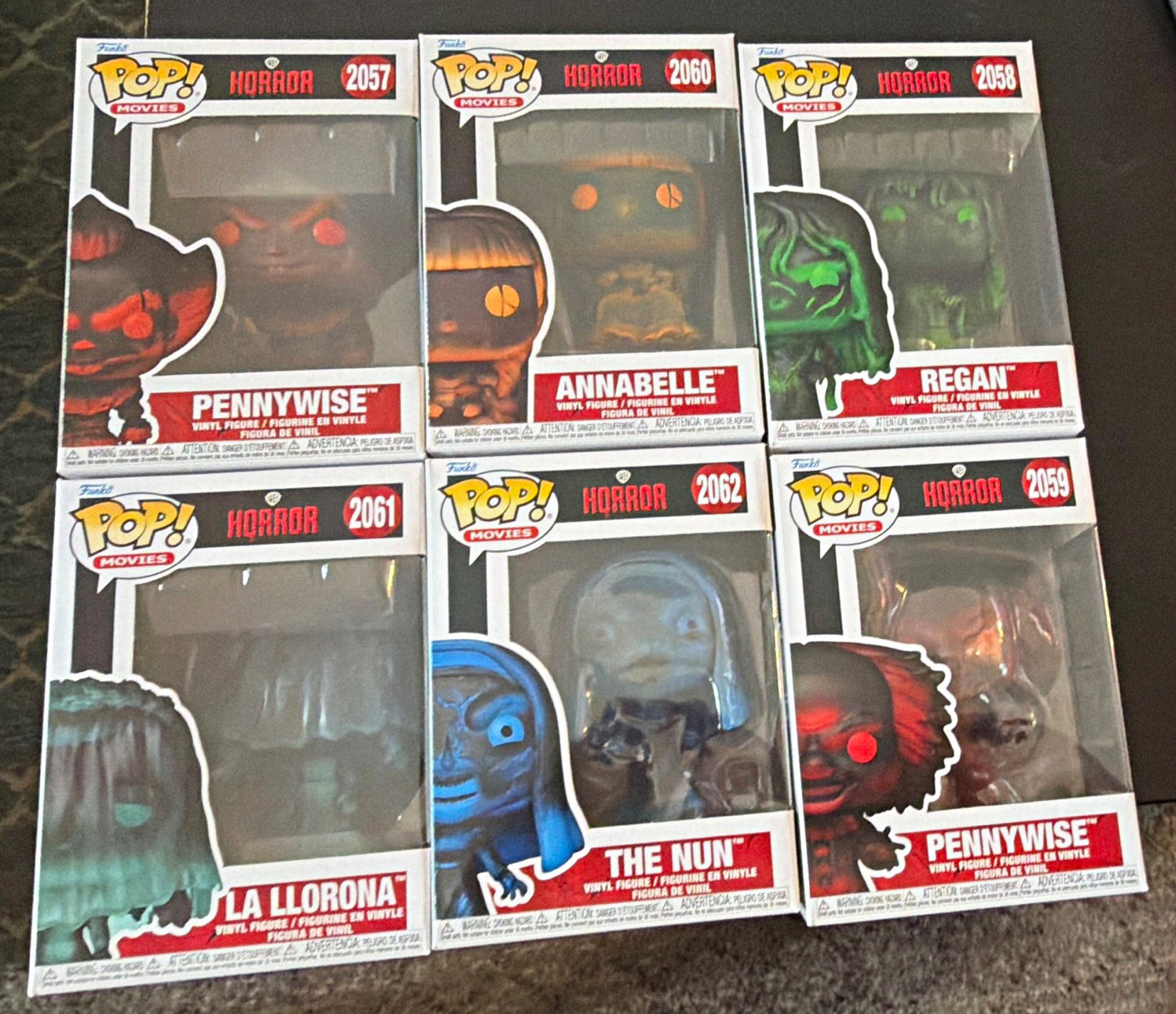 Funko Pop Movies Horror 6-Pack Boxed Pennywise  Nun, Regan w/ sleeves & cards