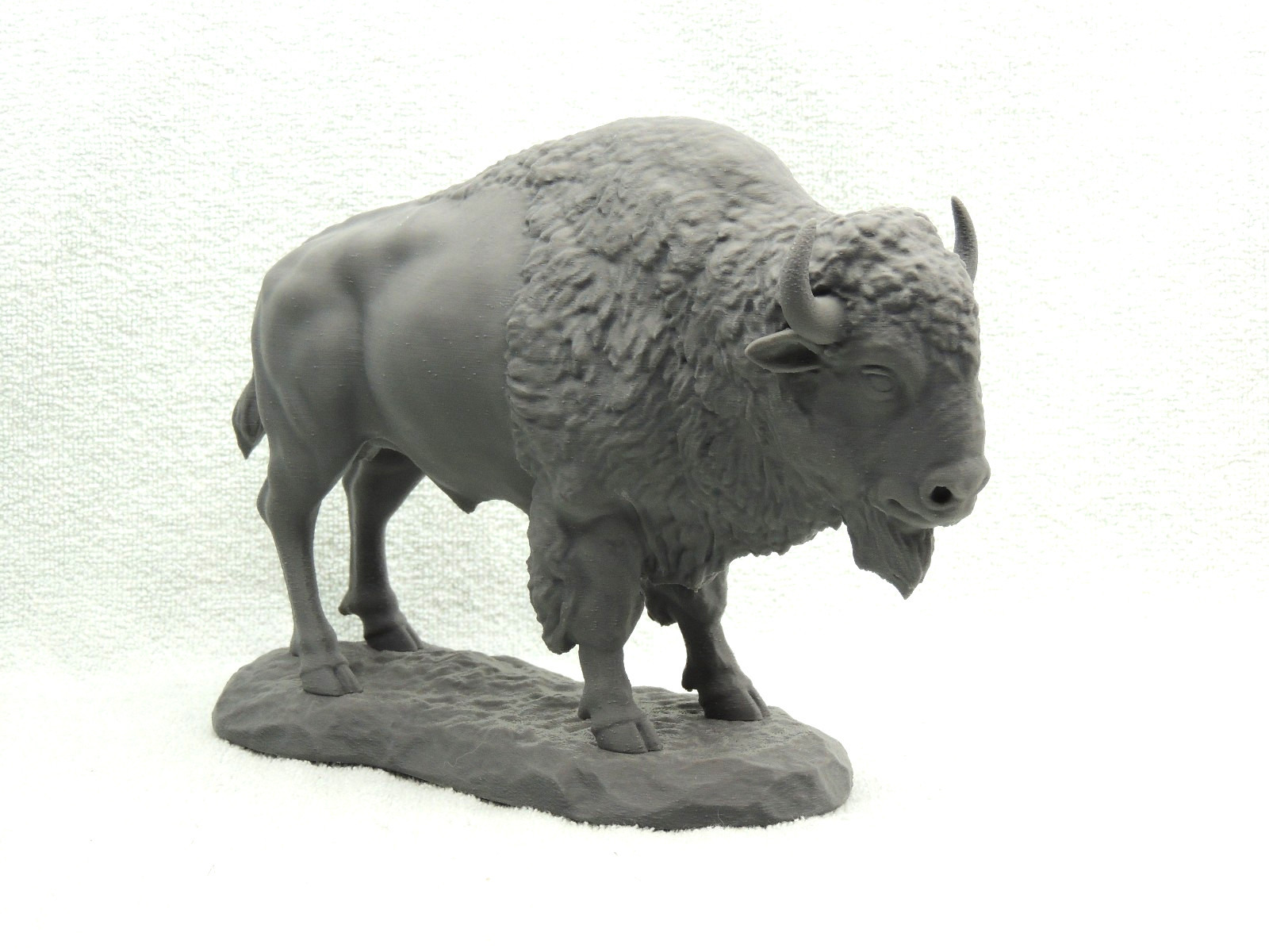 Extra Large American Bison Bull Buffalo 3D Printed Grey PLA Nice Detail W/ Base