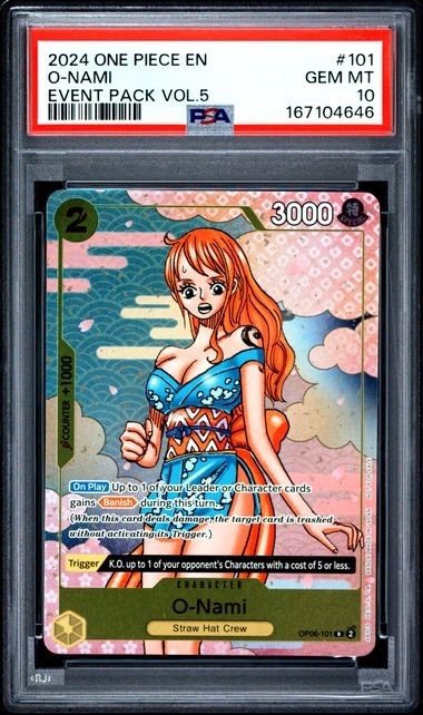 2024 One Piece OP06-101 O-Nami Event Pack Vol 5 PSA 10 Promo CS Event Pack Nami 2024 One Piece OP06-101 O-Nami Event Pack Vol 5 PSA 10 Promo CS Event Pack Nami