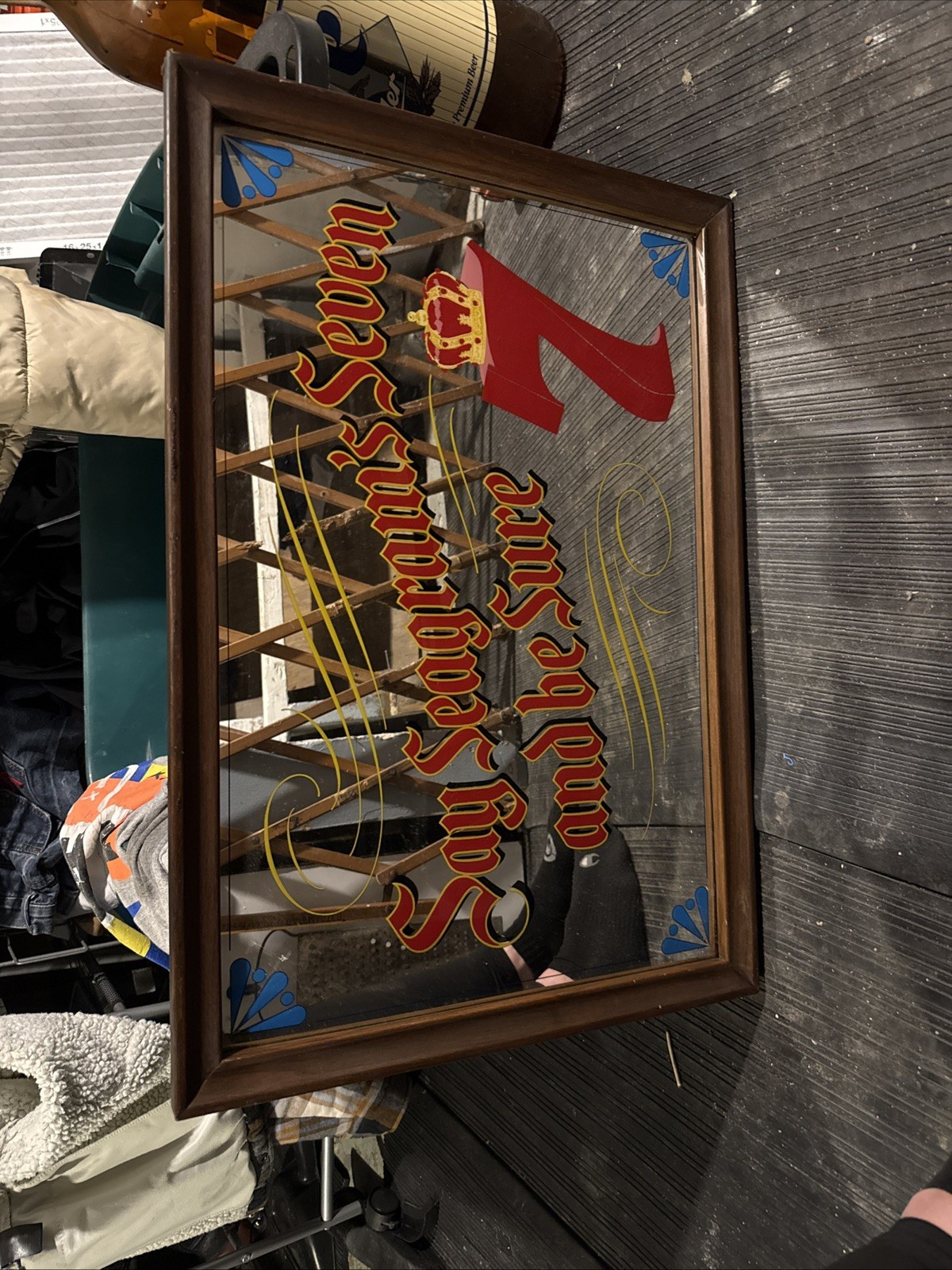 Vintage Seagram's 7 Whiskey Bar Pub Promotional Advertising Mirror Sign