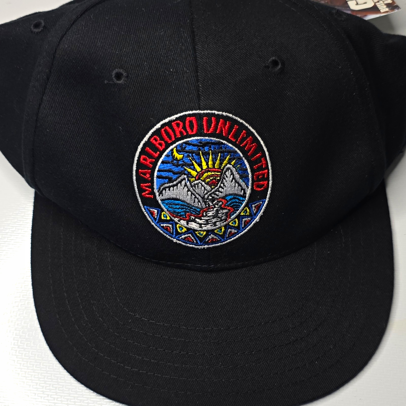 Marlboro Unlimited Black Baseball Cap Hat Adjustable Strap Tag Attached