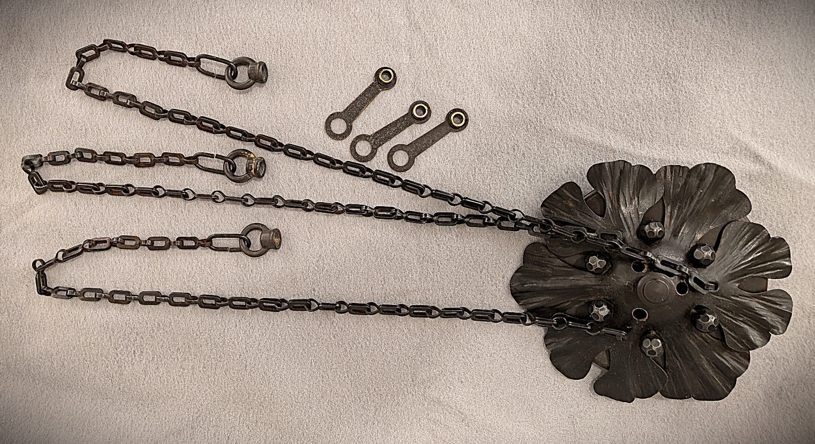 Canopy & Chain Art Nouveau Hand Crafted Iron Chandelier Part Canopy & Chain Art Nouveau Hand Crafted Iron Chandelier Part