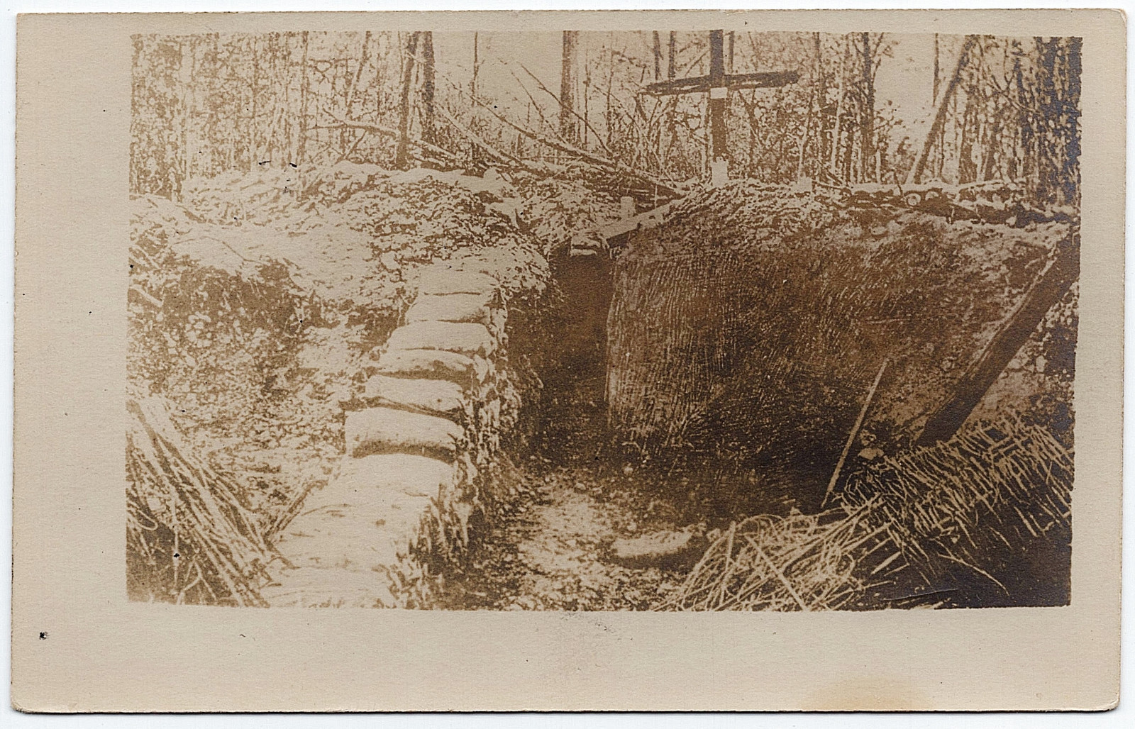 1915-1918 WWI RPPC WW1 Trench Bunker Chapel Cross Great War Real Photo Postcard 1915-1918 WWI RPPC WW1 Trench Bunker Chapel Cross Great War Real Photo Postcard