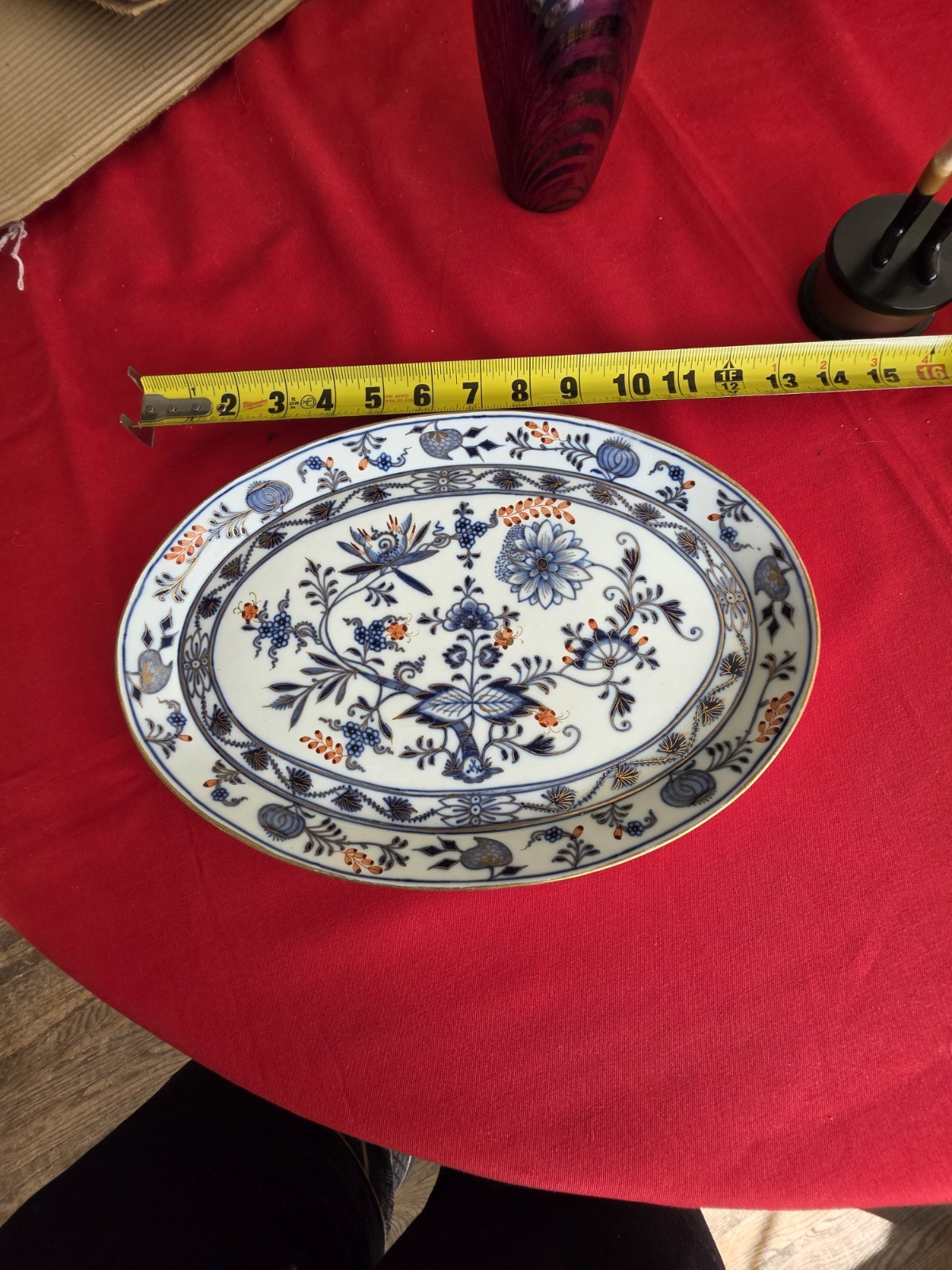 Vintage Meissen Rich Blue Onion Porcelain Tray Or Plate Vintage Meissen Rich Blue Onion Porcelain Tray Or Plate