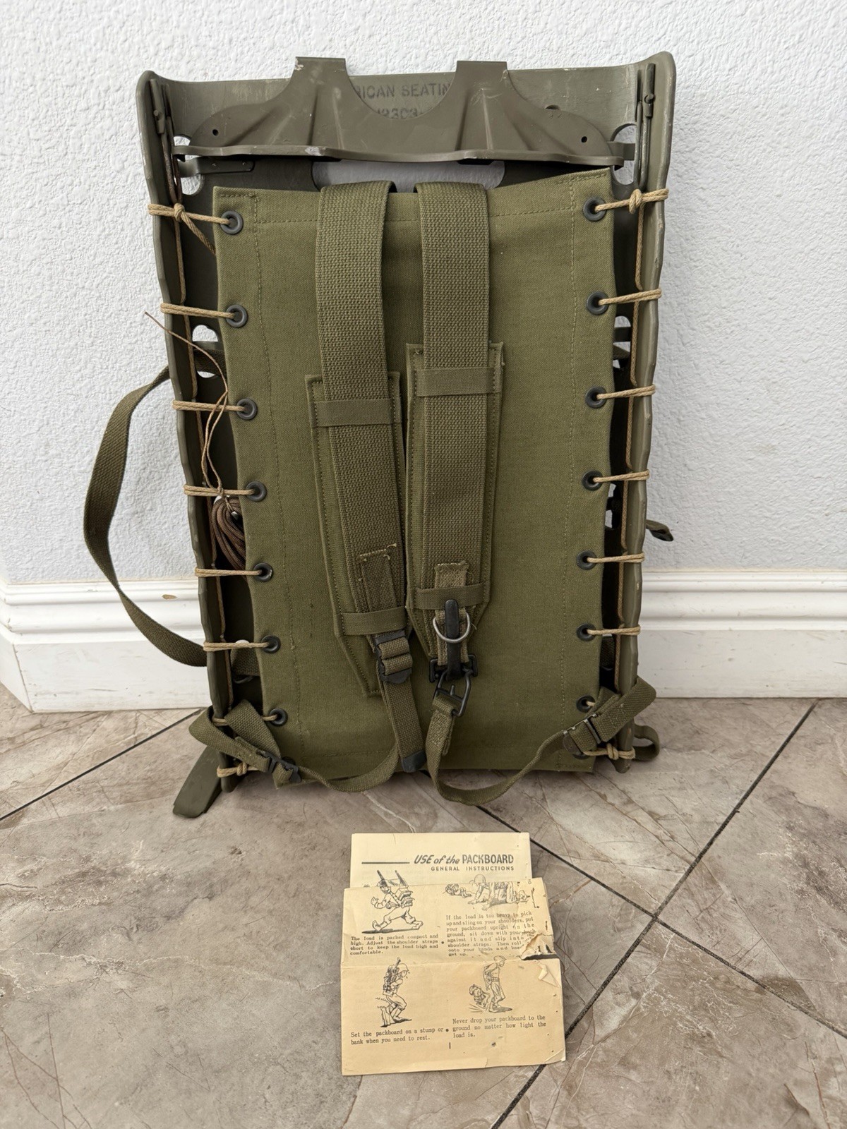NEW ORIGINAL WWII US ARMY M1944 EQUIPMENT AMMO CARRY PACK BOARD BACKPACK 1944 NEW ORIGINAL WWII US ARMY M1944 EQUIPMENT AMMO CARRY PACK BOARD BACKPACK 1944
