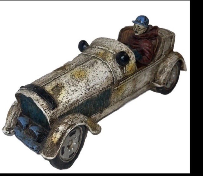 Vintage Classic Large Racing Sport Car 1920’ S Bugatti Sculpture with Driver 10” Vintage Classic Large Racing Sport Car 1920’ S Bugatti Sculpture with Driver 10”