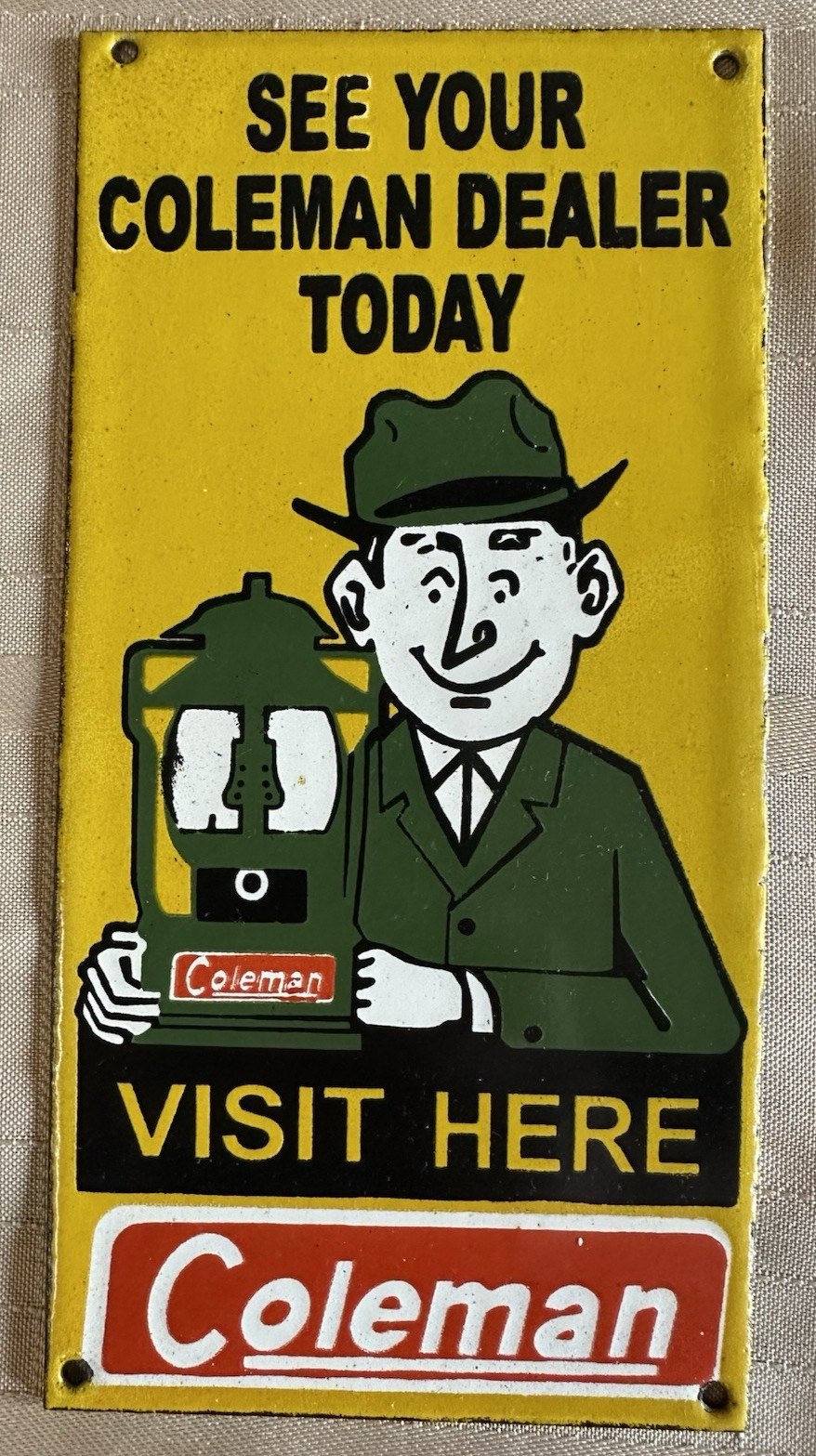 Porcelain Enamel Coleman Dealer Sign 8\ Porcelain Enamel Coleman Dealer Sign 8\