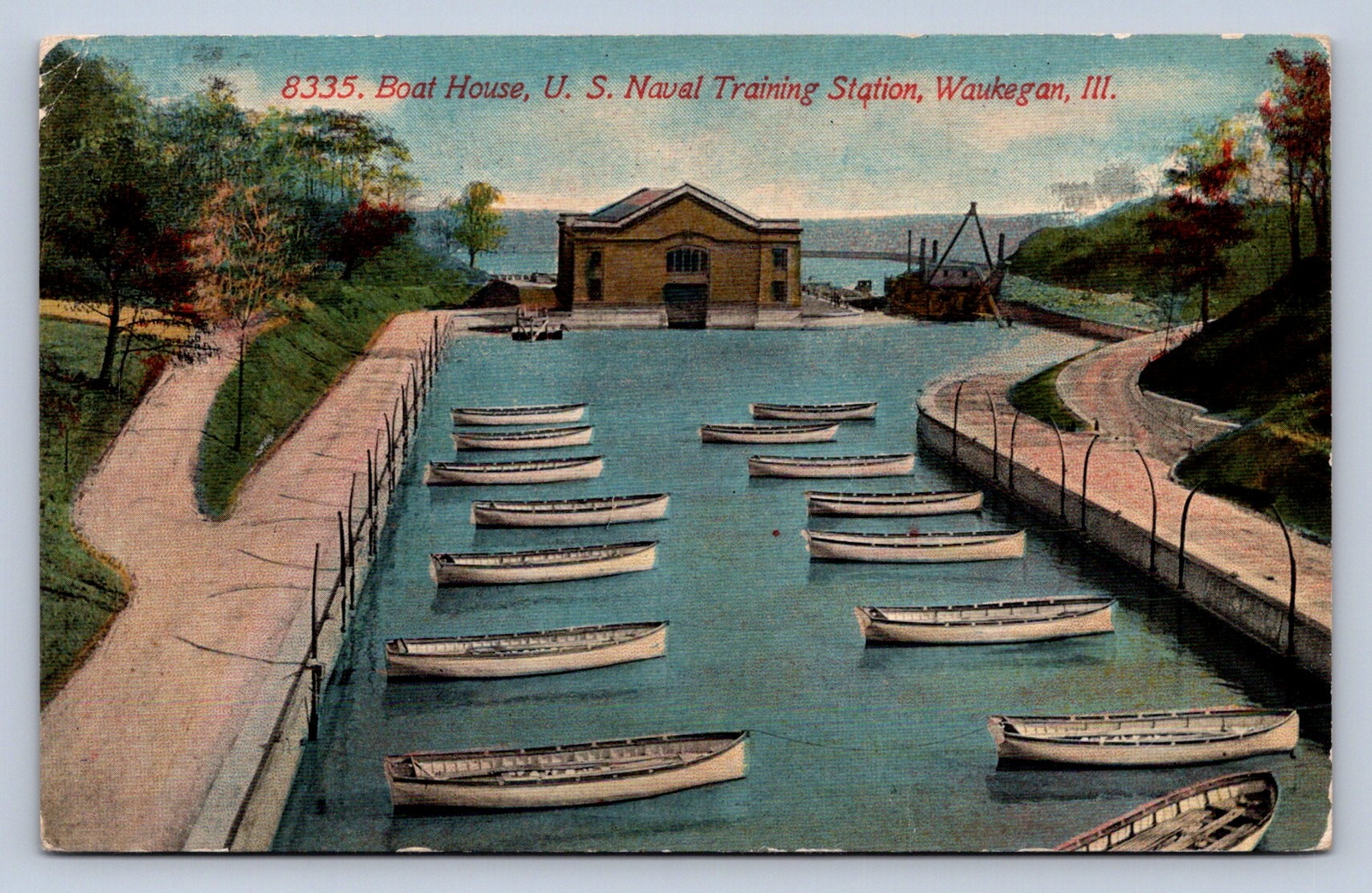 K7/ Waukegan Illinois Postcard c1910 Boat House U.S. Naval Training 635 K7/ Waukegan Illinois Postcard c1910 Boat House U.S. Naval Training 635