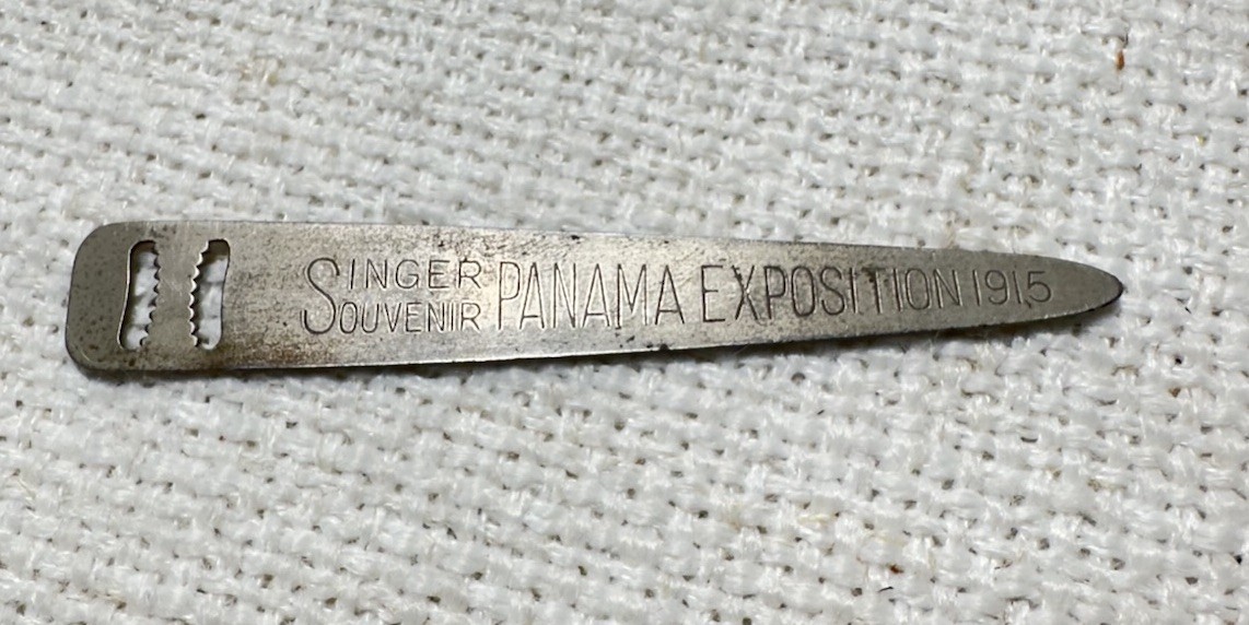 1915 Singer Panama Exposition Souvenir Sewing Tool Antique Advertising Metal 1915 Singer Panama Exposition Souvenir Sewing Tool Antique Advertising Metal