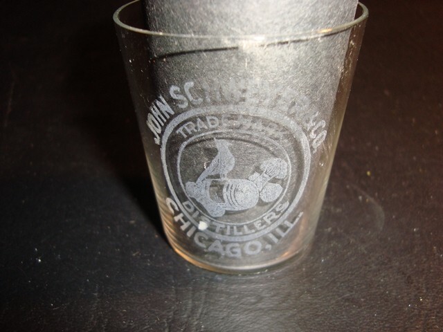 Circa 1900 John Schweyer Etched Shot Glass, Chicago, Illinois Circa 1900 John Schweyer Etched Shot Glass, Chicago, Illinois
