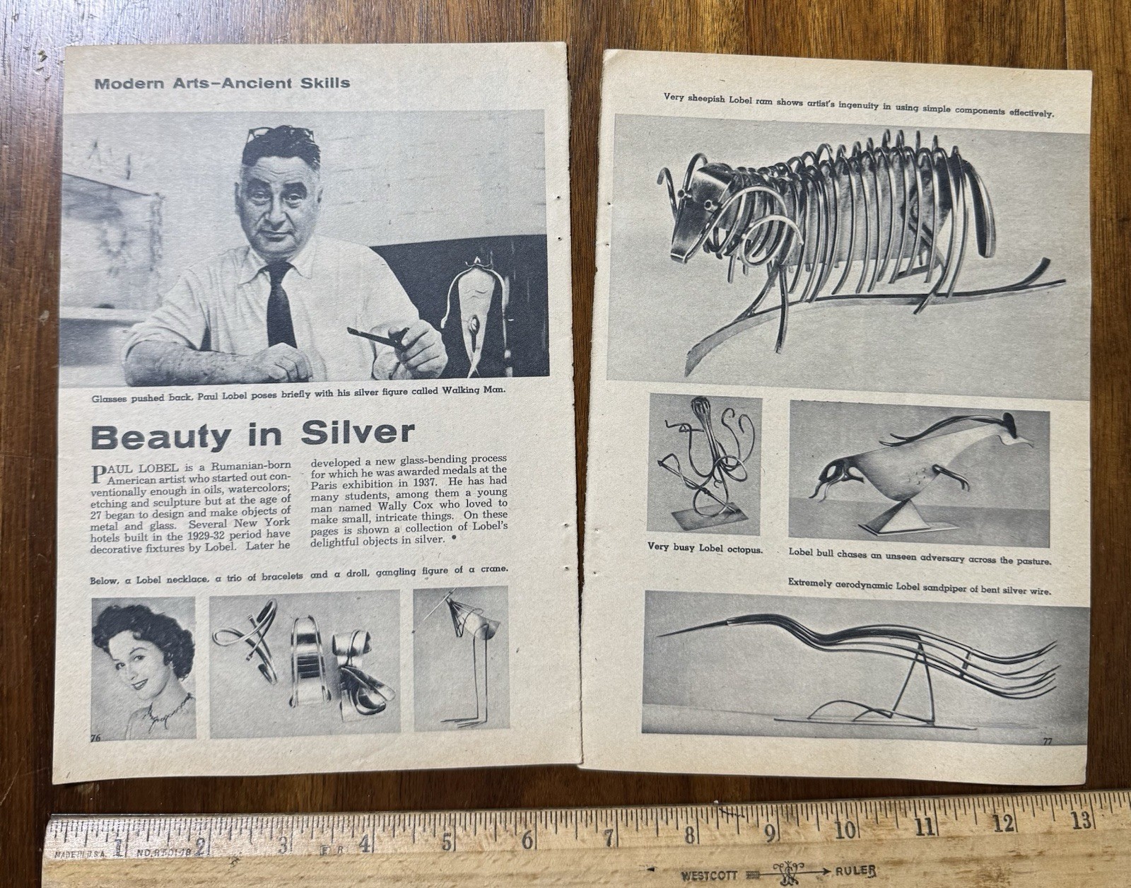 Vtg 1950s Magazine Article Paul Lobel Silversmith Jewelry Modernist Design Vtg 1950s Magazine Article Paul Lobel Silversmith Jewelry Modernist Design