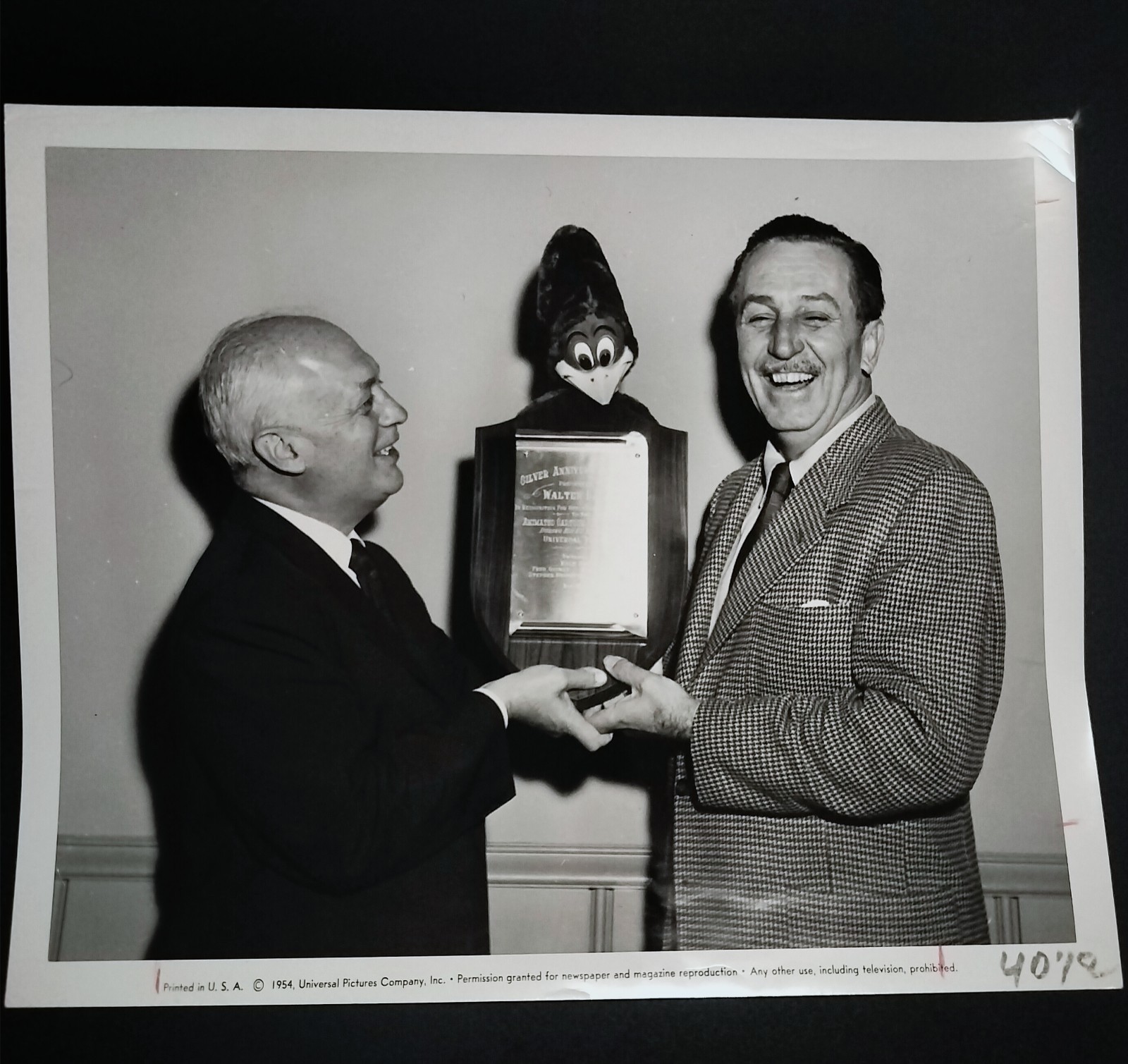 VTG 1954 Walt Disney & Walter Lantz Type 1 Original Universal Press Photo RARE