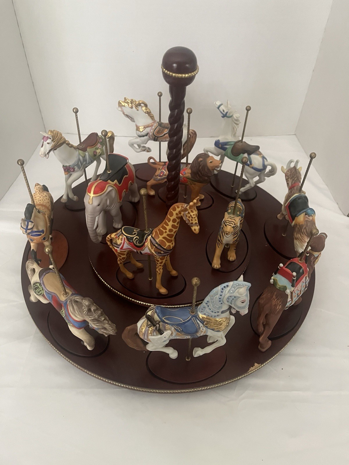 Franklin Mint Treasury of Carousel Art Horses and Display Stand Set of 12 Franklin Mint Treasury of Carousel Art Horses and Display Stand Set of 12