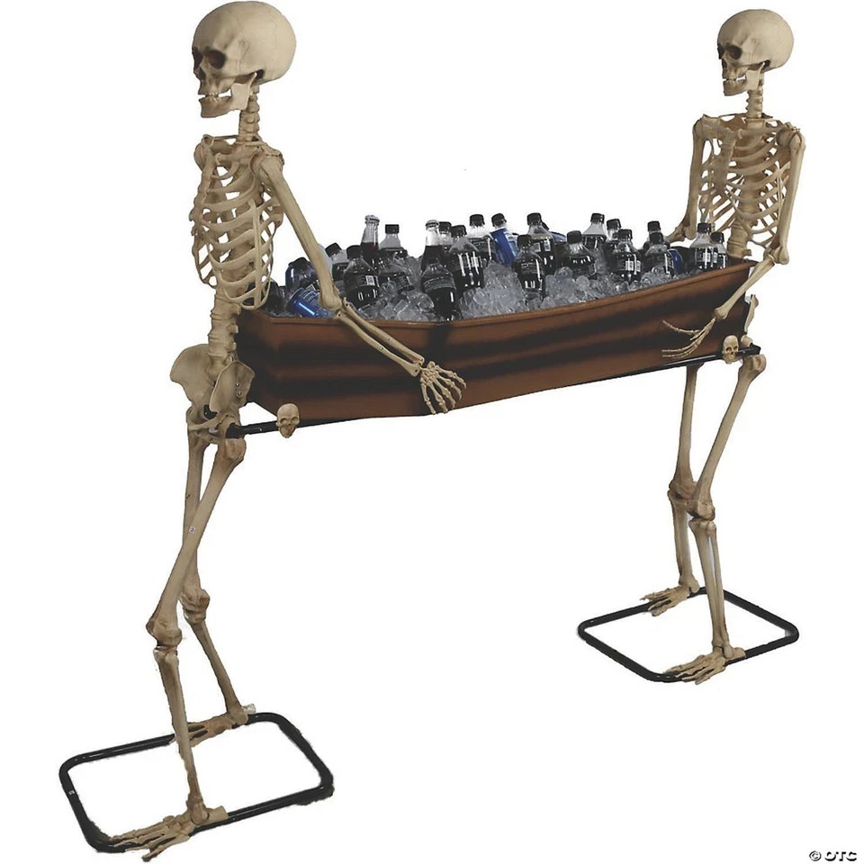 2 Poseable Skeletons Carrying Coffin Halloween Decoration Prop Haunted House New