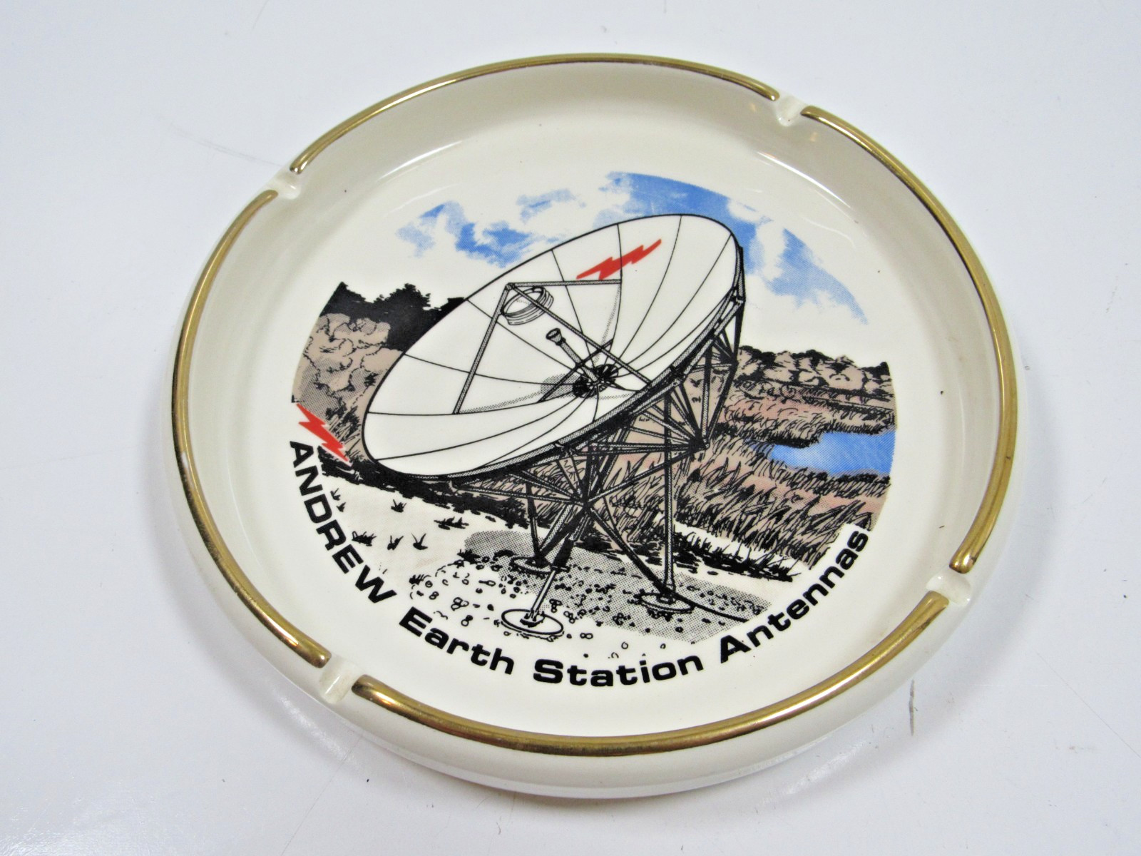 Rare Vintage Andrew Earth Station Antennas Ashtray  4 Slot  #P32
