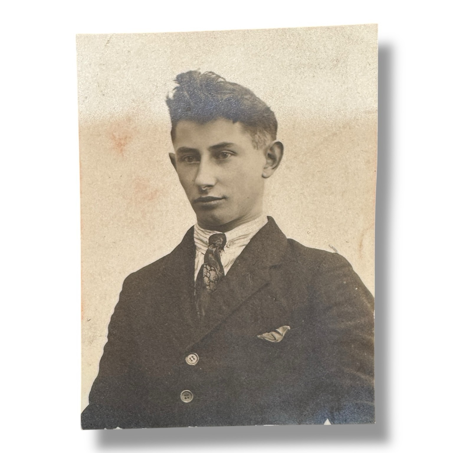 VTG 1920s Photo – Young Man in Suit & Tie – Slick Hair Dapper Portrait Snapshot