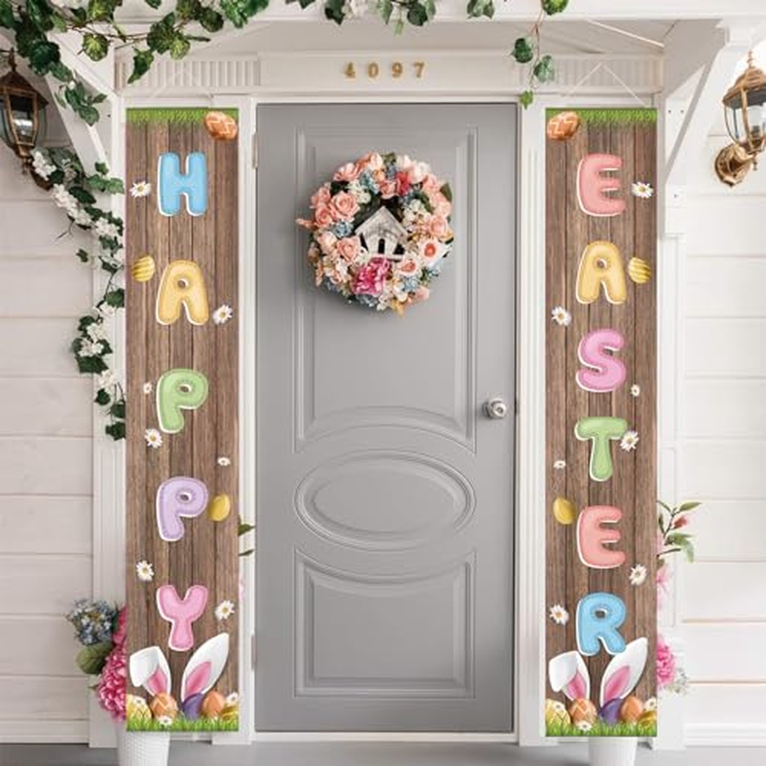 Jiudungs Easter Decorations Outdoor Happy Easter Porch Sign Banner Easter Dec... Jiudungs Easter Decorations Outdoor Happy Easter Porch Sign Banner Easter Dec...