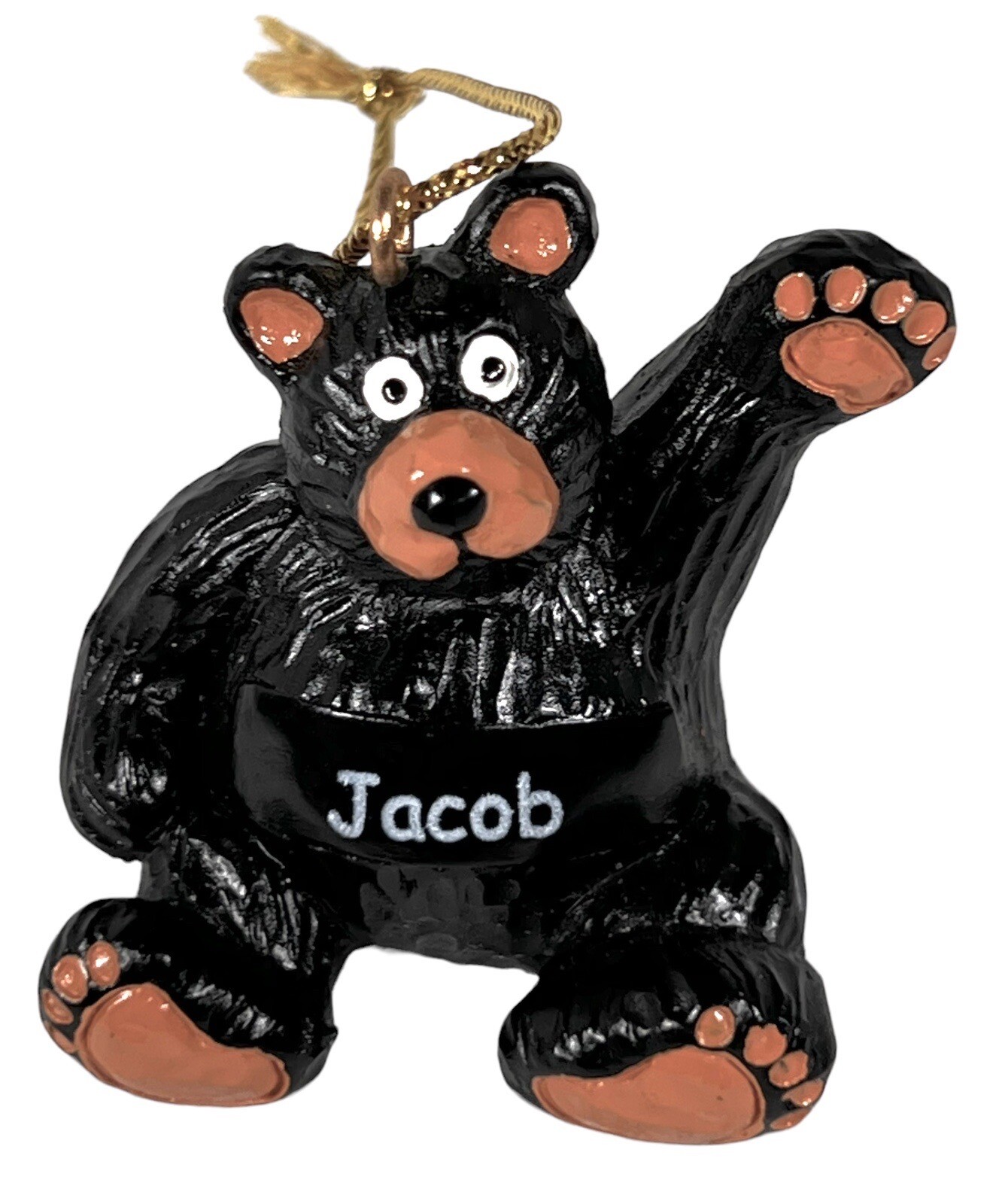 JACOB Personalized 'Waving' BLACK BEAR Ornament 1.75 JACOB Personalized 'Waving' BLACK BEAR Ornament 1.75