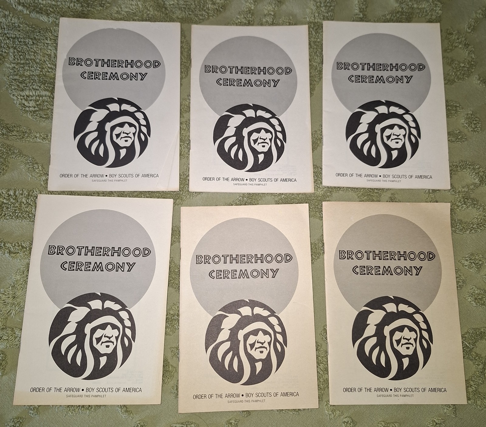Vintage BROTHERHOOD CEREMONY Boy Scouts BSA Order of Arrow 1980 1982, 6 Booklets