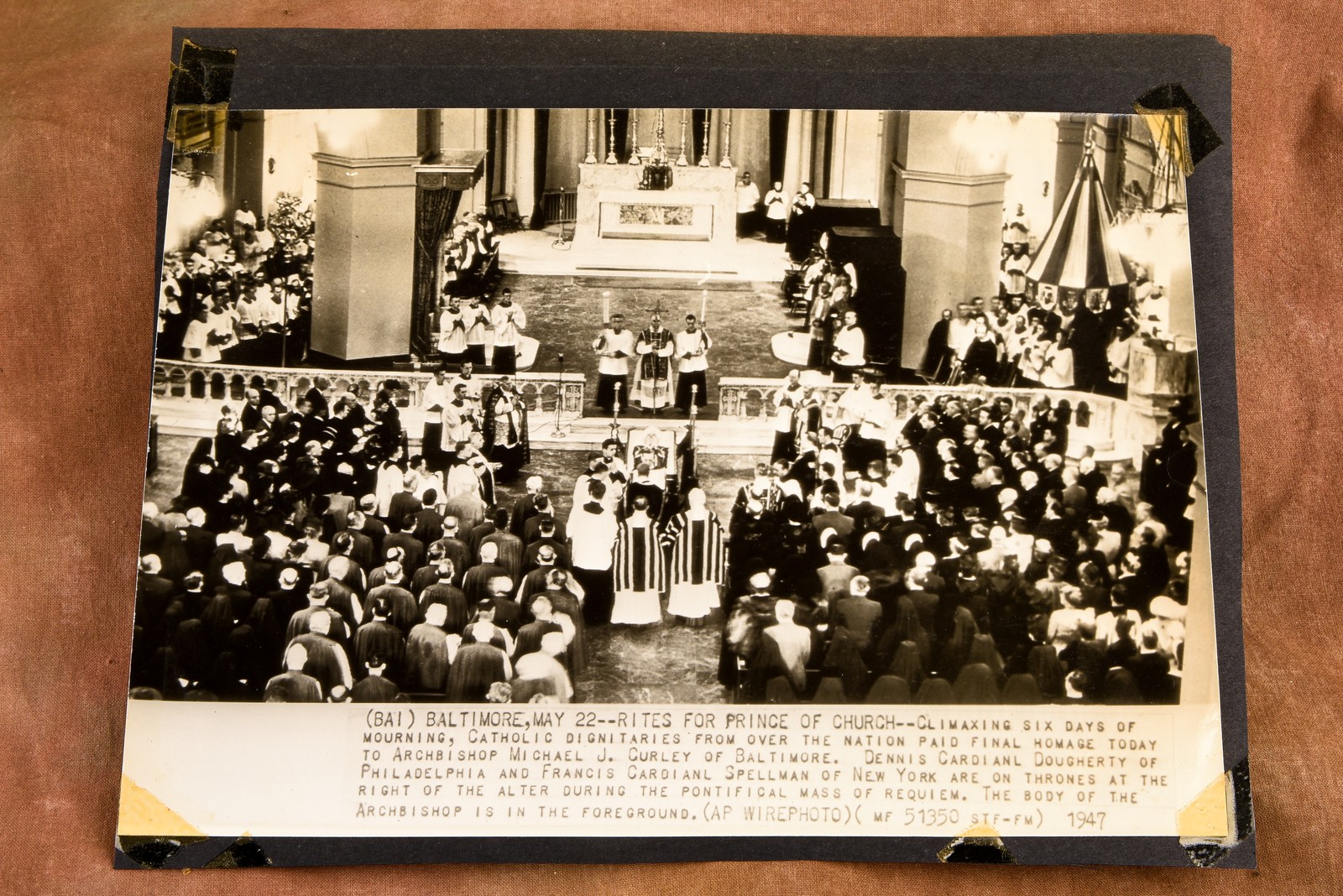 Archbishop Michael J. Curley Funeral Baltimore MD 1947 AP Wire Photo V38