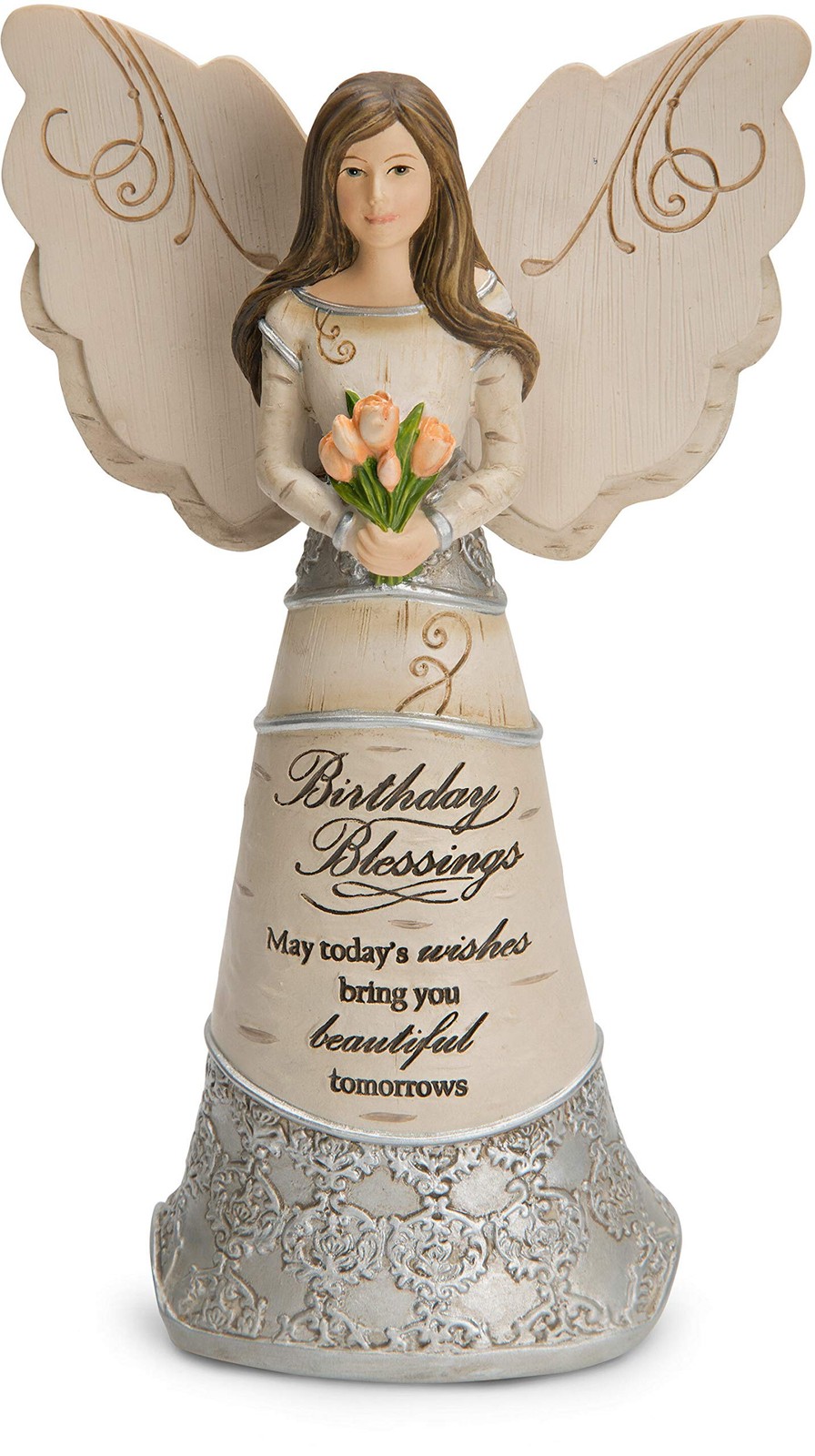 Pavilion Elements Birthday Blessings Angel Figurine 6in, White Pavilion Elements Birthday Blessings Angel Figurine 6in, White