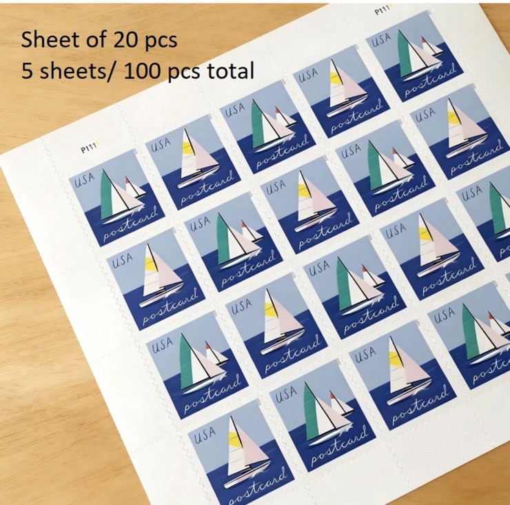 2023 Sailboats Postcard Rate Scott#5747-5748 (MNH), 100 Pcs Total,5 Sheets 2023 Sailboats Postcard Rate Scott#5747-5748 (MNH), 100 Pcs Total,5 Sheets