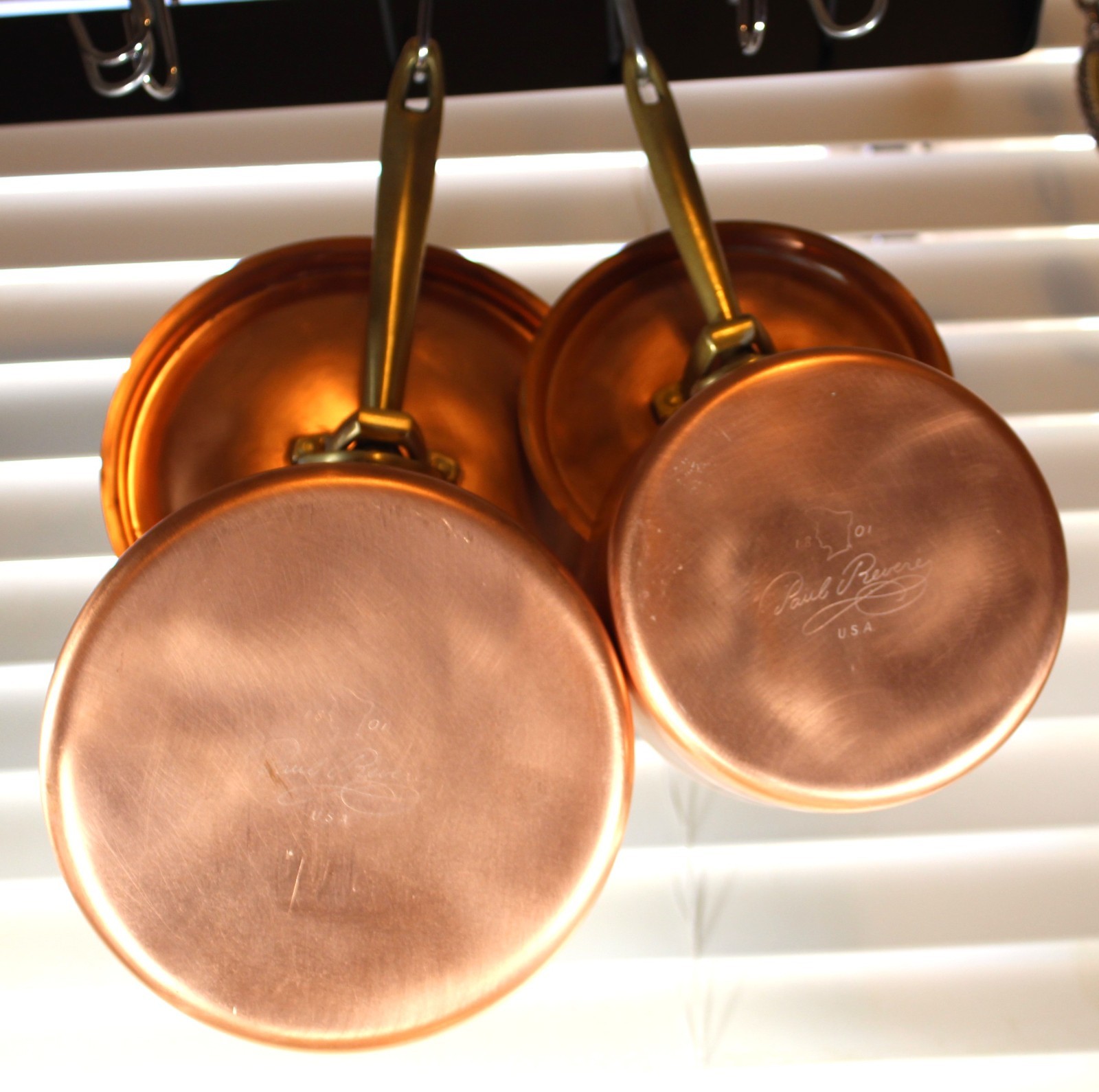 Paul Revere Ware USA Solid Copper Pot 1 & 2 QT Sauce Pan Saucepan Set 8001 8002 Paul Revere Ware USA Solid Copper Pot 1 & 2 QT Sauce Pan Saucepan Set 8001 8002