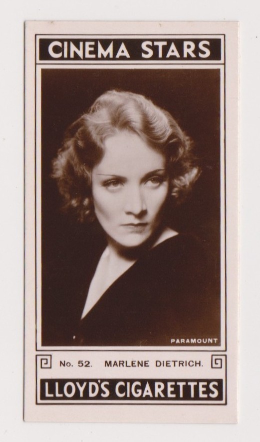 Marlene Dietrich 1935 Lloyd or Lloyd's Cinema Stars Tobacco Card #52 Film Star