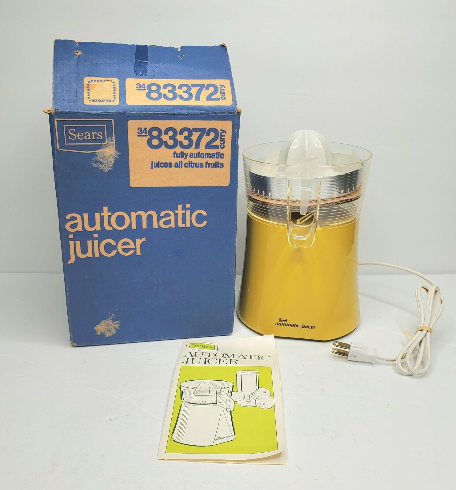 Vintage Sears Automatic Juicer 1970\'s Yellow 83372 New Open Box