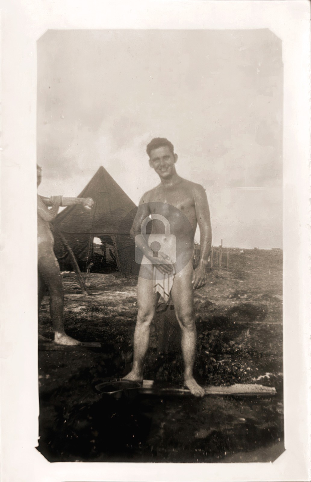 Male Beauty Gay Interest WW2 Bare Chest Outdoor Shower RPPC Photo Postcard COPY Male Beauty Gay Interest WW2 Bare Chest Outdoor Shower RPPC Photo Postcard COPY