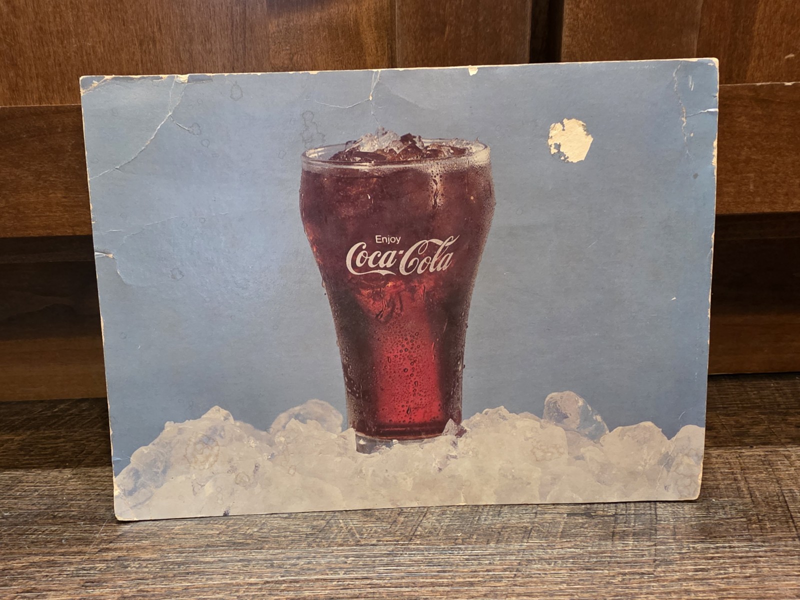 Vintage 1970s Coca Cola Cardboard Sign Glass of Coke Fountain Menu Board Insert