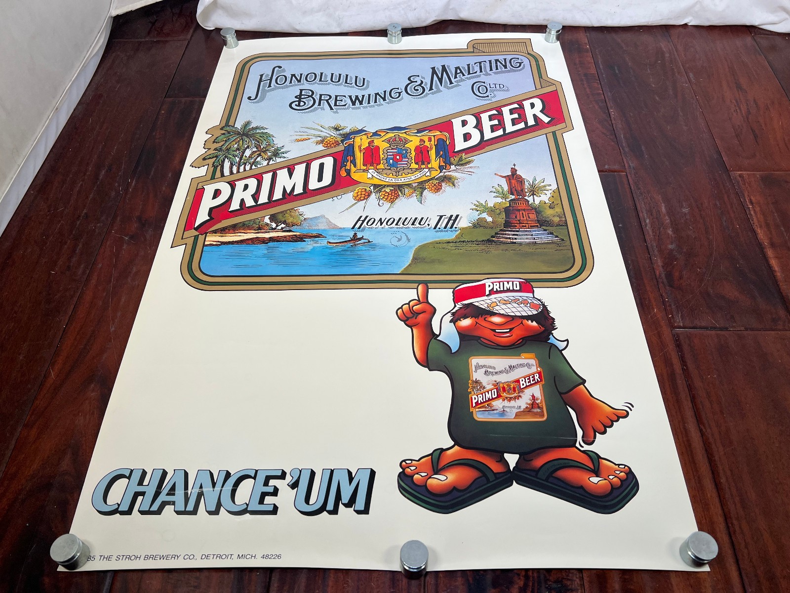 Vintage 80\'s Hawaii Primo Beer Advertising Promo Chance Um Poster