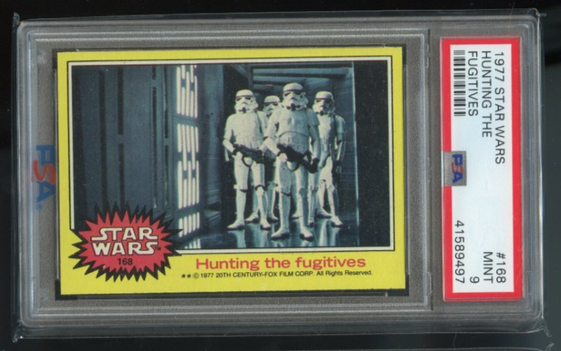 1977 Topps Star Wars # 168 Hunting the fugitives PSA 9 MINT Vintage Yellow 1977 Topps Star Wars # 168 Hunting the fugitives PSA 9 MINT Vintage Yellow