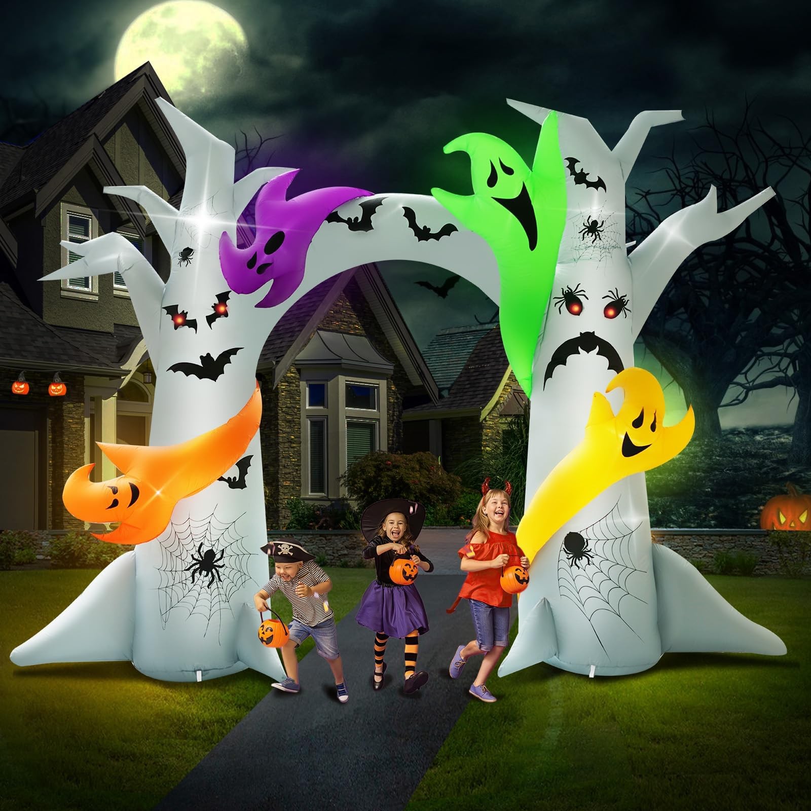 UniqSeason 14FT x 10FT Halloween Inflatable Tree Arch with 4 Ghosts Built-in 15 UniqSeason 14FT x 10FT Halloween Inflatable Tree Arch with 4 Ghosts Built-in 15