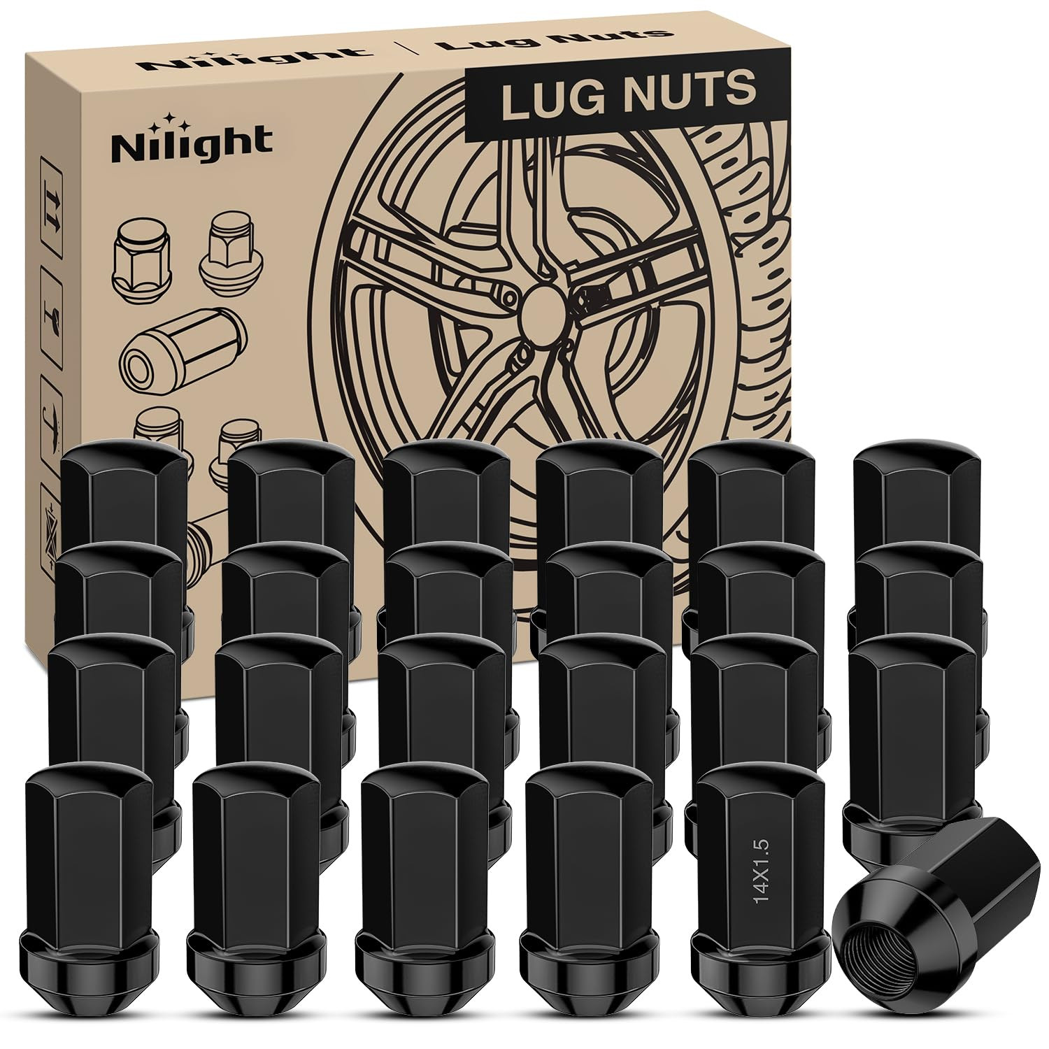 24PCS M14X1.5 Lug Nuts One-Piece Compatible with 2012-2024 RAM 1500